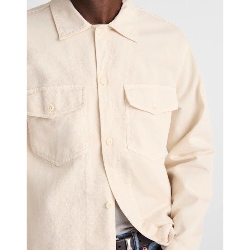 Madewell Button Up Shirt-Jacket Mens Small Ivory Canvas Uniform Twill NY113 NEW - Picture 5 of 11